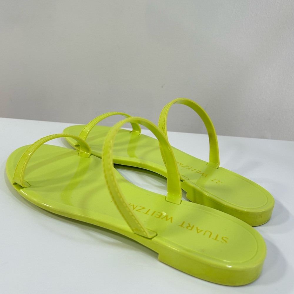 Stuart Weitzman acid green jelly Sawyer Sandals